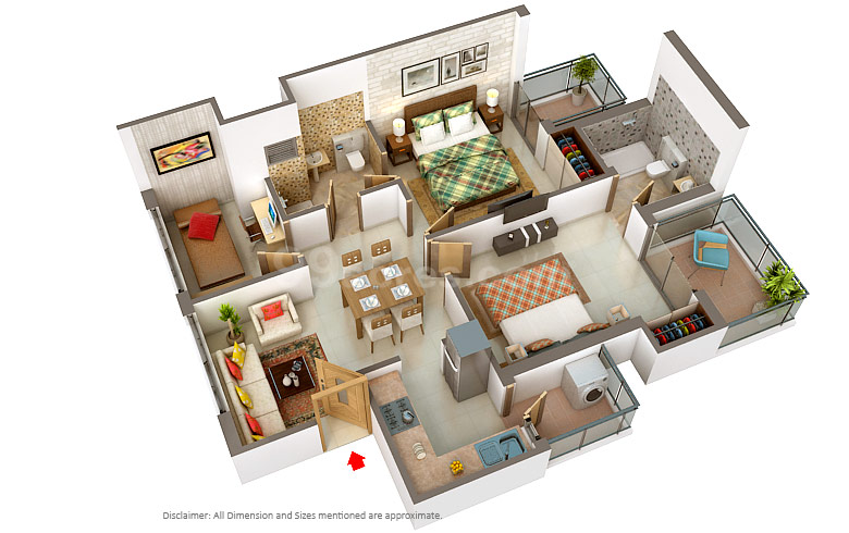 2BHK 1193 Plan