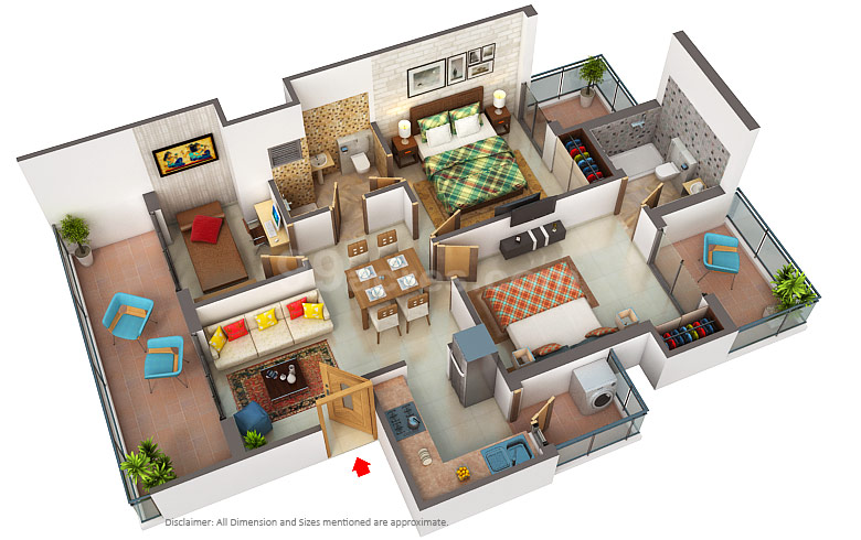 2BHK 1193 Plan