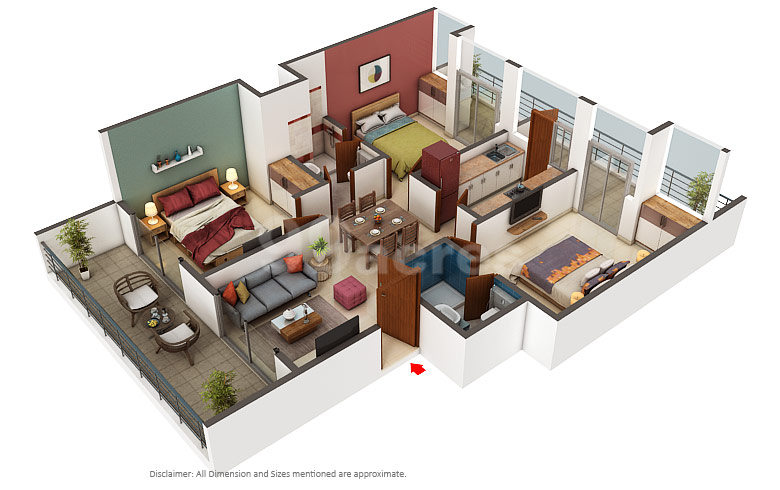 2BHK 1155 Plan