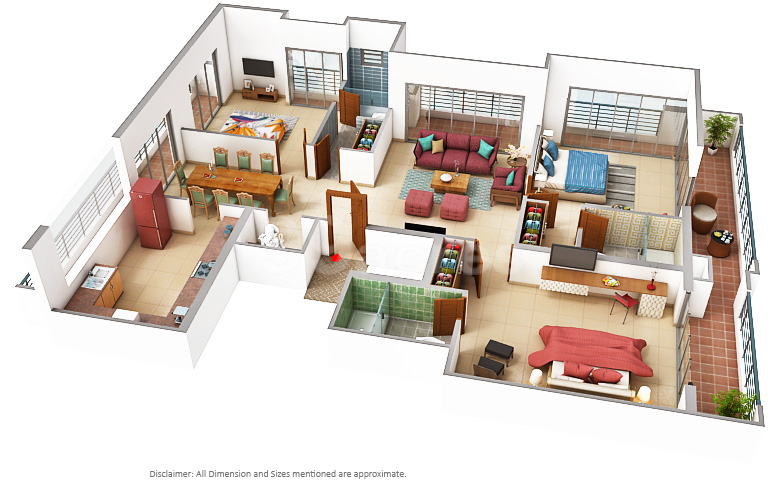 2BHK 1155 Plan
